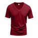 Men's Clothing T Shirt Solid Color V Neck Short Sleeve Summer New Large Size Trend Tops_viptrois.com