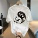 Men's Clothing Summer Handsome Trendy Brand All Match Printing Loose Casual Heavy Short Sleeved T Shirt Men And Women All Match Half Sleeved Top_viptrois.com
