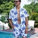 Men's Clothing Hawaiian Style Shirt Suit Summer Vacation Casual Short Sleeved Shorts Beach Flower Shirt Pajamas_viptrois.com