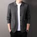 Pulse Cross-Border Hot-Selling Men's Autumn Knitted Cardigan Middle-Aged Korean Version Slim Fit Sweater Jacket Turn-Down_viptrois.com