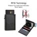 Men's Short Mini Wallet Tri Fold RFID Business Card Holder Wallet Automatic Card Eject Metal Card Holder_viptrois.com