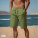 Men's Clothing Summer Beach Shorts Drawstring Elastic Waist Straight Tube Flat Comfortable Breathable Shorts_viptrois.com