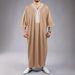 Men's Clothing New Arab Robe Side Pocket Short Sleeve Embroidery Navy Blue Men's Muslim Robe_viptrois.com