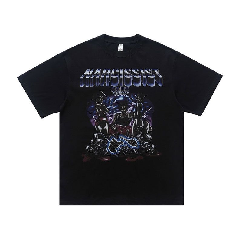 Pure Cotton American High Street Direct-printed Short-sleeve For Men, Loose Fit Half-sleeve T-shirt_viptrois.com