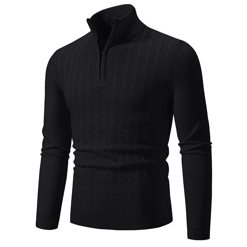 Men's Clothing Long Sleeve Sweater Semi-Turtleneck Zip-Up Knit Sweater Long Sleeve Casual Pullover For Spring & Autumn (Multiple Colors & Sizes)_viptrois.com