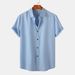 foreign Trade European Size Clothing 2025 Summer New Men's Solid Color Short-sleeve Casual Slim-fit Shirt TC15_viptrois.com