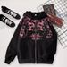 Men's Gothic Skull Print Hoodie - Black Zip Up Sweatshirt With Fleece Lining, Oversized Fit, Long Sleeve, Unisex Streetwear For Casual Wear_viptrois.com