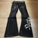 New Popular Heavy Industry Embroidered Jeans Men's And Women's Same Punk Flared Pants Y2k Washed Trousers Dark Pants_viptrois.com