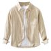 Corduroy Striped Long Sleeved Shirt For Men's Casual Versatile Loose Top Jacket_viptrois.com