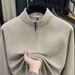 Men's Clothing Thermal Long Sleeve T-Shirt, Fleece-Lined Winter Base Layer, Soft Brushed Fabric, High Neck Zip-Up Sweatshirt, Warm Casual Pullover_viptrois.com