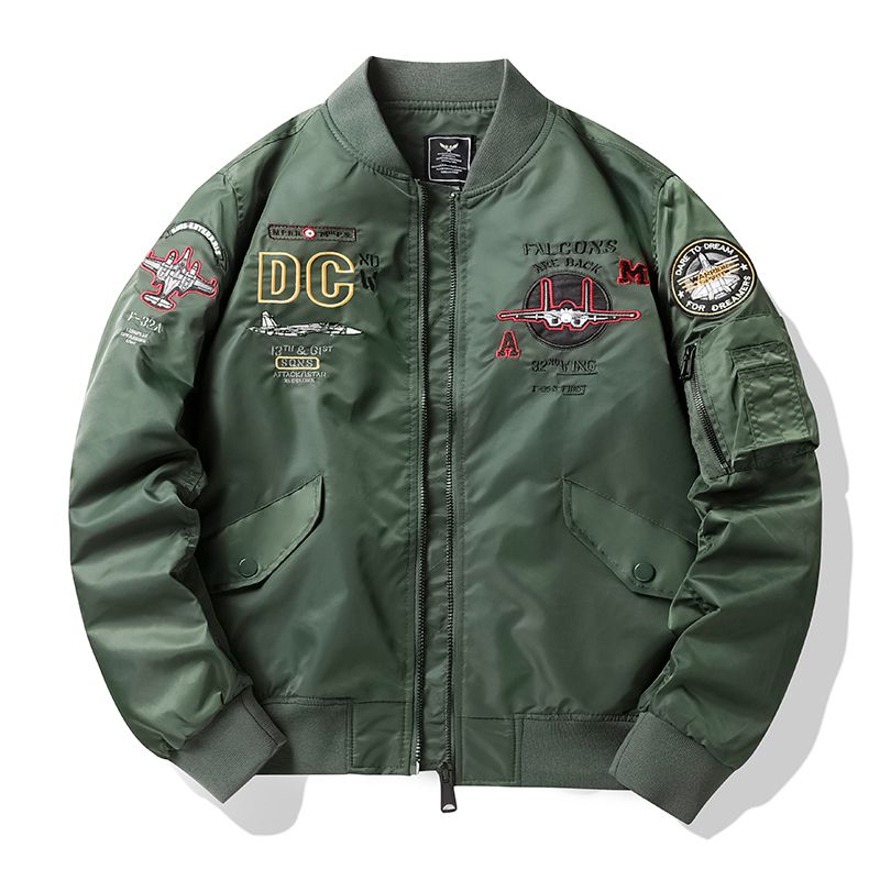 Spring And Autumn New Pilot Jacket Men's Airplane Embroidered Baseball Jacket Large Size Jacket Tooling Jacket_viptrois.com