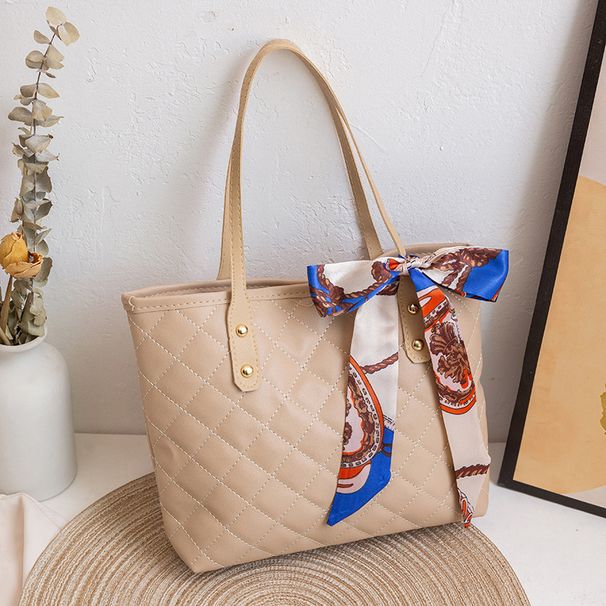 Large Capacity Diamond Embroidery Bag Style Simple Silk Scarf Tote Bag Hot Selling Shoulder Bucket Bag_viptrois.com