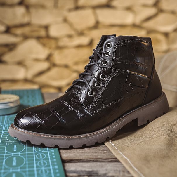 Martin Boots Men's Short Boots Side Zipper Leather Boots Retro Casual Desert Boots Outdoor Tooling Boots_viptrois.com
