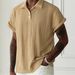Men's Knitted Polo Shirt Breathable Short Sleeves With Hollow Details Light And Casual Top_viptrois.com