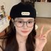 Korean Style Black Beret For Women, Spring And Summer, Breathable Woven, Reversible, Thin Forward Cap, Large Head_viptrois.com