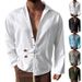24 New Men's American Style Trendy Casual Loose Cardigan Turn-Down Collar Button Long Sleeve Shirt_viptrois.com