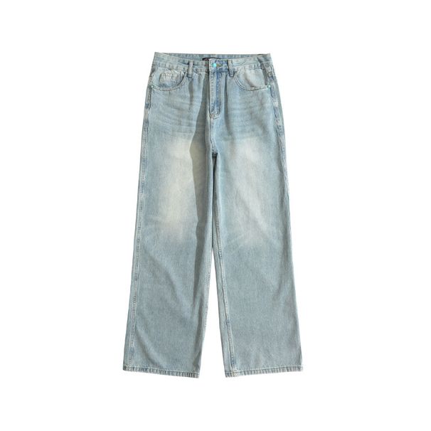 American Style Distressed Washed Loose Slimming Wide-Leg Jeans Casual Straight Pants_viptrois.com