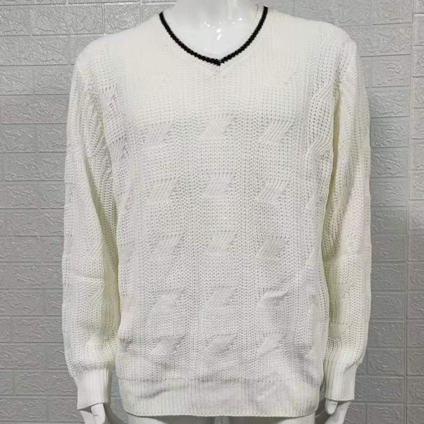 Pulse Pulse European And American V-neck For Men Fashion Slim Fit Long Sleeve Knitted Top Cross-border 2025 Autumn Winter New_viptrois.com