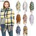Unisex Scarf Polyester check coarse fringe scarf for women thickened shawl_viptrois.com