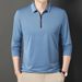 New Men's Half Zip Polo Shirt, Spring and Autumn Long Sleeved T-shirt, Men's Minimalist Business Youth Loose Fit, Oversized Dad's Outfit_viptrois.com