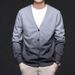 Men's Slim-Fit Gradient V-Neck Knit Cardigan – Korean-Style Lightweight Sweater For Autumn, Casual Layering Pullover_viptrois.com
