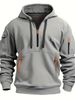 Autumn Winter Men's Casual Sports Multi Zipper Arm Pocket Sweatshirt Pullover Hoodie_viptrois.com