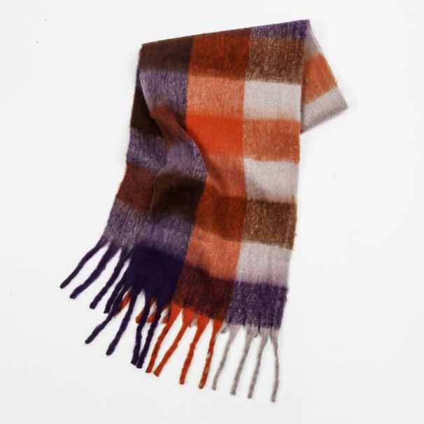 High Quality Colorful Plaid Scarf For Women, Winter Warm Scarf, Mohair Thickened Scarf, Versatile Shawl Wholesale_viptrois.com