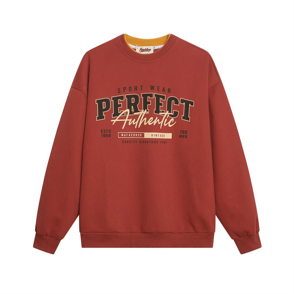 American Street Style Letter Print Crew Neck Sweatshirt Spring Autumn Men's Color Block Casual Loose Long Sleeve_viptrois.com