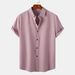 foreign Trade European Size Clothing 2025 Summer New Men's Solid Color Short-sleeve Casual Slim-fit Shirt TC15_viptrois.com