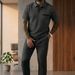 Classic Waffle Knit Men's Polo Shirt & Shorts Set - Breathable Cotton Blend Casual Lounge Wear For Daily Comfort_viptrois.com
