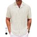 Men's Clothing Summer Men's Tops Cuban Collar Short Sleeve Shirt Loose Half Sleeve Non Iron Shirt_viptrois.com