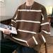 Loom Loom 2025 Striped Knitted For Men, Autumn Winter New Korean And European Style, Loose Fit Youth Sweater Jacket_viptrois.com