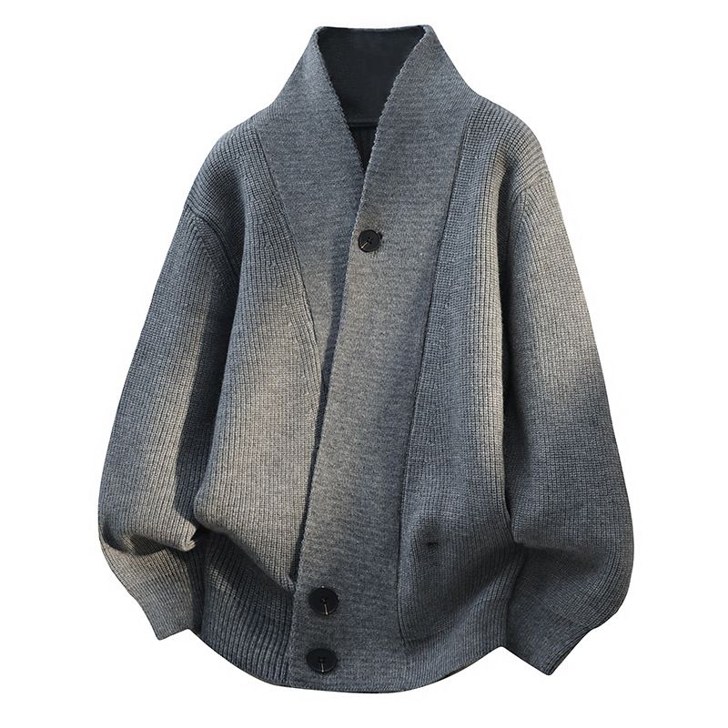 Men's Vintage Cable Knit Cardigan – Oversized Chunky Sweater Coat With Shawl Collar (M-4XL) | Old Money Style Winter Wear_viptrois.com