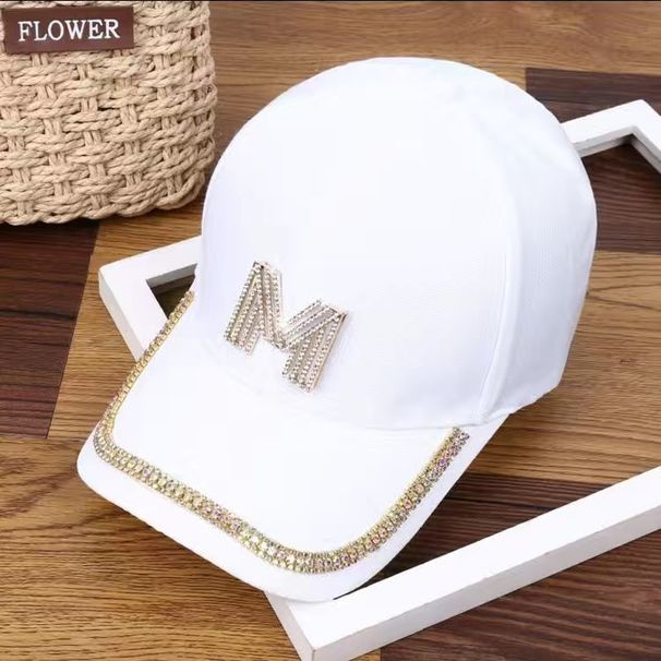 Women's Hats Double D Letter Baseball Cap Summer Fresh Rhinestone DIY Sunshade Duckbill Cap_viptrois.com