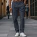 Men's Casual Slim-fit Chino Pants With Drawstring Waist - Solid Color Lightweight Trousers For Business & Everyday Wear_viptrois.com
