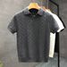 Men's ClothingShort Sleeved Sweater Men's Textured POLO Shirt Lapel V Neck Slim Fit Business T Shirt_viptrois.com