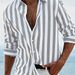Men's Casual Long Sleeve Striped Shirt - Breathable Stretch Fabric, Lightweight & Comfortable, Versatile For Work & Leisure_viptrois.com