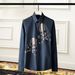 Men's Clothing Men's Trendy Long Sleeved Shirt Double Skull Print Casual Style Premium Embroidered Dress Shirt Long Sleeve Oxford For Formal & Casual_viptrois.com