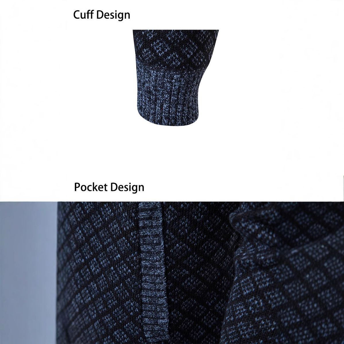 Loom Foreign Trade Autumn Winter New Knitted Jacket Stand Collar Slim Fit Sweater Men's Zipper Cardigan Coat_viptrois.com