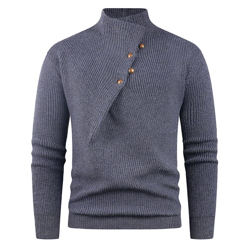 Men's Fashionable Stand Collar Knitted Sweater - Warm Casual Pullover For Teens & Young Adults (Multiple Colors & Sizes)_viptrois.com