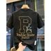 Men's Retro Heavy Duty Tie Dye Short Sleeve T-Shirt Loose Round Neck Top With Embroidered Letter Trendy Brand Stylish Design_viptrois.com