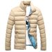 Slim-Fit Quilted Jacket For Men – Korean Style Zip-Up Winter Coat With Stand Collar (M-6XL) – Lightweight Poly-Cotton Blend Youth Outerwear_viptrois.com