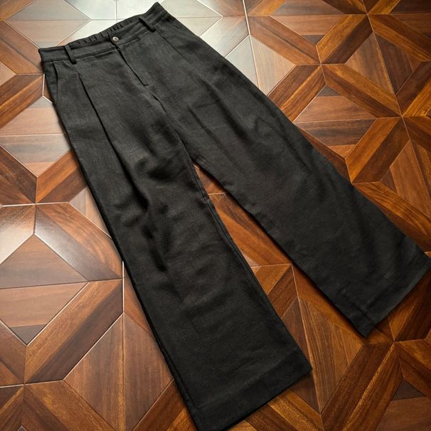 JMWH 70% Haute Couture Linen Trousers A-shaped Version All-inclusive Edge Inner Summer Upstart Luxury Straight Casual Trousers_viptrois.com