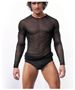Men's Clothing Men's Sexy Long Sleeved T Shirt Transparent Mesh Sexy Top Mesh Casual Home Wear_viptrois.com