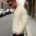 Men’s Heavyweight Waffle-Knit Cardigan Jacket – Zippered Pockets & Lapel Collar (Black/White/Blue/Khaki, S-XXXL)_viptrois.com