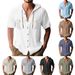 Men's Breathable Linen-Cotton Hooded Cardigan – Oversized Short Sleeve Shirt For Casual & Streetwear (S-XXXL, 8 Colors)_viptrois.com