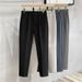 Men's Clothing Casual Pants Loose Nine Point Drape Straight All Match Solid Color Suit Trousers_viptrois.com