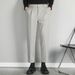 Men's Thick Brushed Woolen Suit Trousers Casual Cropped Straight Leg Autumn Winter Drapey Pants_viptrois.com