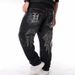 Men's Clothing Hip Hop Jeans Hiphop Hip Hop Clothing Washed Loose Skateboard Pants Plus Fat Plus Size_viptrois.com