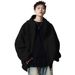 New retro silhouette gray hooded sweatshirt jacket for men's autumn and winter loose cardigan trendy men's sweatshirt_viptrois.com